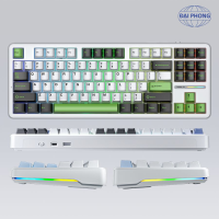 AULA F87 BÀN PHÍM CƠ GAMING 3 MODE (Phiên bản đen + trắng + xanh lá/ Grey Wood V3 Switch)